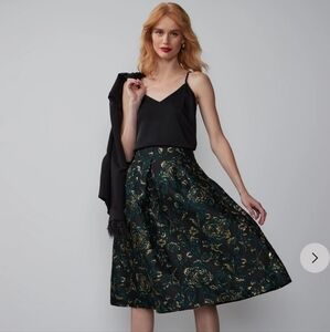 Floral Brocade A-Line Skirt